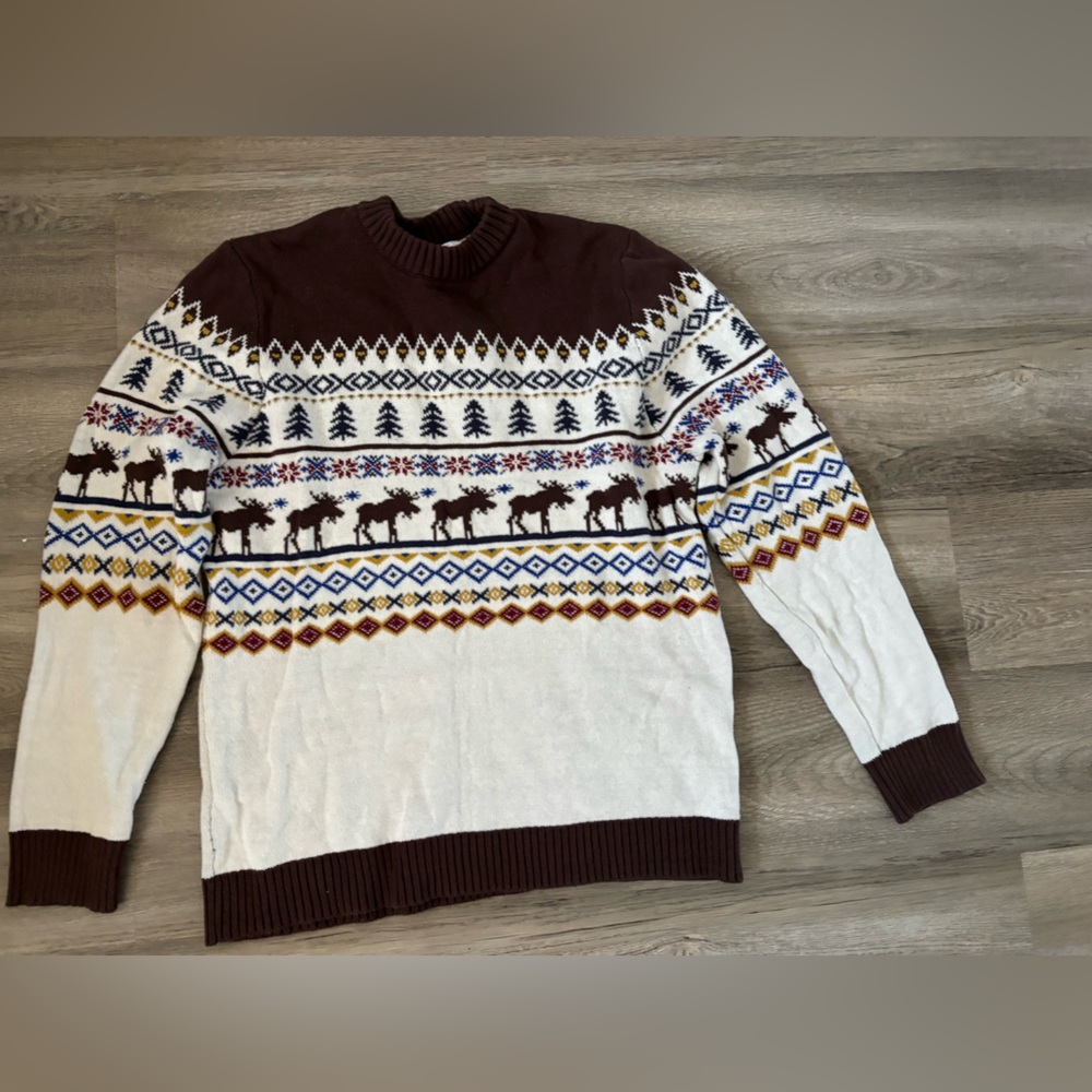 Unisex DOGTHREADS Cozy Brown and Cream Crewneck Sweater w/ matching dog sweater